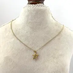 オープンスターネックレス ラインストーン付き スタッズ付き星 ゴールド シンプル