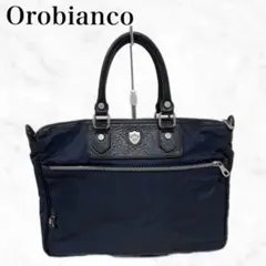 OROBIANCO トートバッグ　ネイビー系　ナイロンバッグ　手持ちバッグ