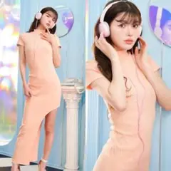 新品同様/ Darich リブカットソーワンピース ピンク フリーサイズ