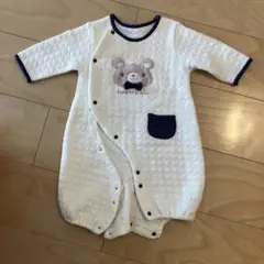 クマ刺繍付きロンパース 50〜60