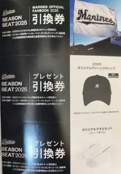 ロッテ　オリジナルマリーンズキャップ　ファンブック タオル　引換券　マリーンズ