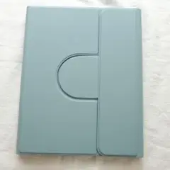 【美品】360度回転式 ★iPadケース★水色★くすみブルー