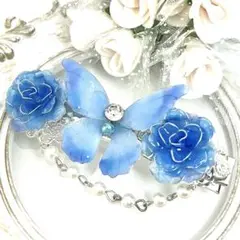 蝶と薔薇のヘアクリップ