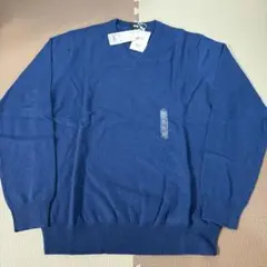 【新品未使用】ユニクロ カシミヤ Vネックセーター 長袖 65青