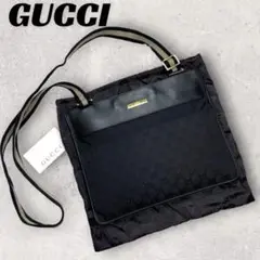 【良品】GUCCI シェリー GGキャンバス ショルダーバッグ ブラック