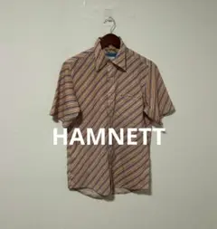HAMNETT ハムネット メンズ 半袖 ポロシャツ 斜めボーダー柄 Ｍ