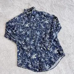 メンズ長袖シャツ　M ネイビー　花柄
