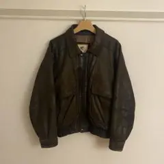 80s ショート丈 A2 レザー ボンバー ジャケット ブラウン