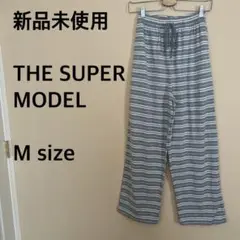 【新品未使用】THE SUPER MODEL/ボーダーワイドパンツ/ワイド