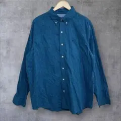US古着 CHAPS チェックシャツ L ブルー