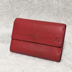 【中古・良品】LOEWE ロエベ 三つ折り財布 レザー レッド系