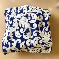 Francfranc ネイビー 刺繍 クッションカバー