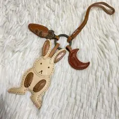 【極美品】genten うさぎ　わくわくチャーム 本革 茶系