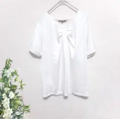 エムエフエディトリアル カットソー ボウタイデザイン リボン 上品 伸縮 L 白