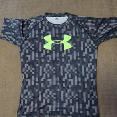 UNDER ARMOUR デジタルカモシャツ YXL グレー/ネオンイエロー