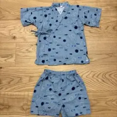 即日発送　魚柄 甚平 青 95cm