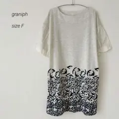 【graniph】 グラニフ チュニック 半袖 Tシャツ F 鳥 ワンピース