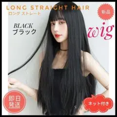 ★限定品★ロングストレート★ネット付き★フルウィッグ★ブラック★配送無料