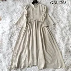 GALENA フレアスリーブ ロングシャツワンピース フレア ゆったり 微光沢