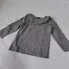 状態◯chien chien グレー ドット柄 フリルTシャツ