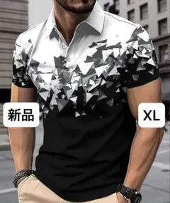 【新品/XLサイズ】ゴルフウェア 半袖 ポロシャツ メンズ カラーブロック
