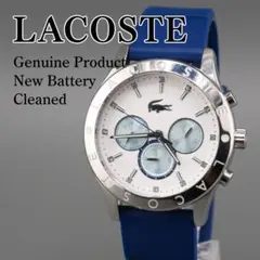 美品 LACOSTE クロノグラフ ラバーバンド 腕時計 電池新品 クォーツ