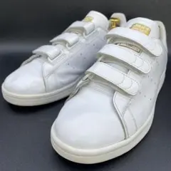 ✨美品 アディダス スタンスミス ベルクロ 金ベロ 金ロゴ 本革 スニーカー 白