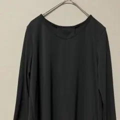 デビュー　プルオーバー七分袖カットソー(S)シンプルブラック無地　サラサラ涼しい