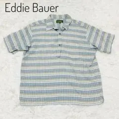 Eddie Bauer 半袖シャツ　綿100% サイズXL ブルー系