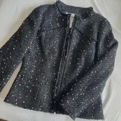Rene♡イギリスツイード素材ノーカラージャケット