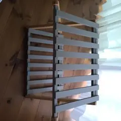 折りたたみ式　木製ラック 2段 グレー