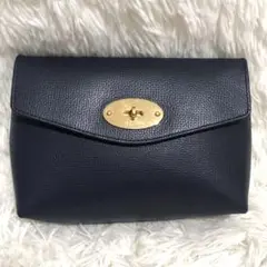極美品✨マルベリー レザー　ポーチ ネイビー系