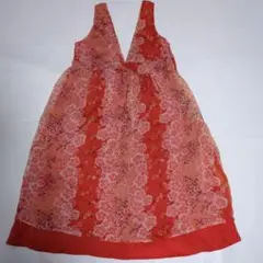 シネマクラブ　オレンジ 花柄 シフォン Vネック タンクトップW！