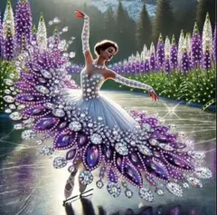 ダイヤモンドアート　紫の花のクイーン　クリスタル　30×30 製作ツール付き