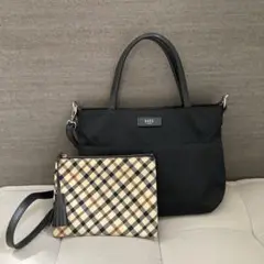 DAKS 2wayショルダーバッグ ポーチ付き　ハンドバッグ　ブラック