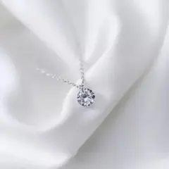 N001 【ギフト箱無料】大人可愛い 高級 大粒CZダイヤ S925 ネックレス