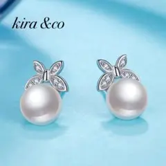 新品 未使用 ピアス CZダイヤモンド パール 花 蝶 リボン