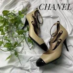 CHANEL パンプス ココマーク ストラップ ハイヒール 22.5cm
