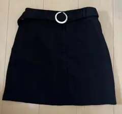 ベルト付き ミニスカート ブラック