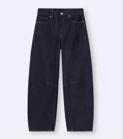 【美品】GU バレルレッグジーンズ Mサイズ ダークネイビー
