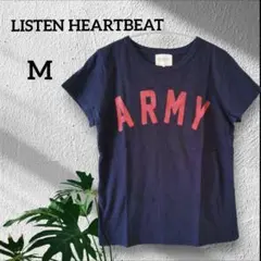 ⭐匿名配送⭐Tシャツレディース【LISTEN HEARTBEAT】M ネイビー