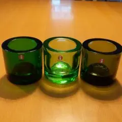 iittala KIVI /キヴィ キャンドルホルダー 廃盤色グリーン系 3点