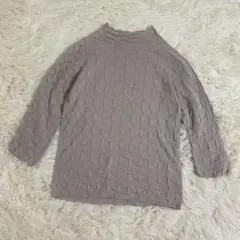 美品　月城ニット　七分袖　セーター　モックネック　M〜L グレー　ほぼ新品