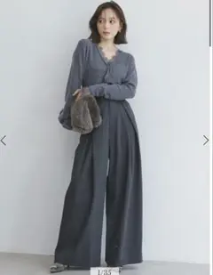 ワイドパンツ Sサイズ グレー・クリーム