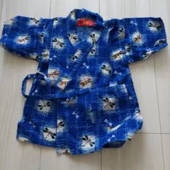 青色トンボ柄甚平上下セット 90cm