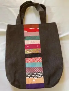 ダークグレー パッチワーク トートバッグ