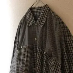 E1 チェックシャツ コットン素材 長袖 Mサイズ ユニセックス 柄シャツ