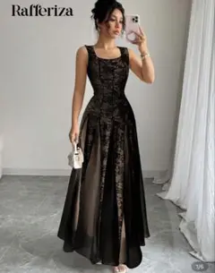 Rafferiza ブラック レース Aラインドレス