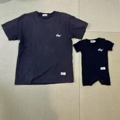 CAMPFREE 親子コーデ　ペア　Tシャツ ロンパース　半袖　刺繍　黒