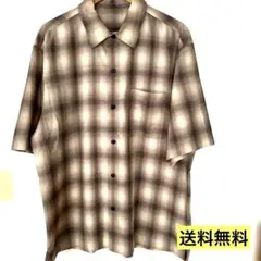『24時間以内発送』チェック柄 半袖シャツ ブラウン ベージュ　メンズ　大きめ